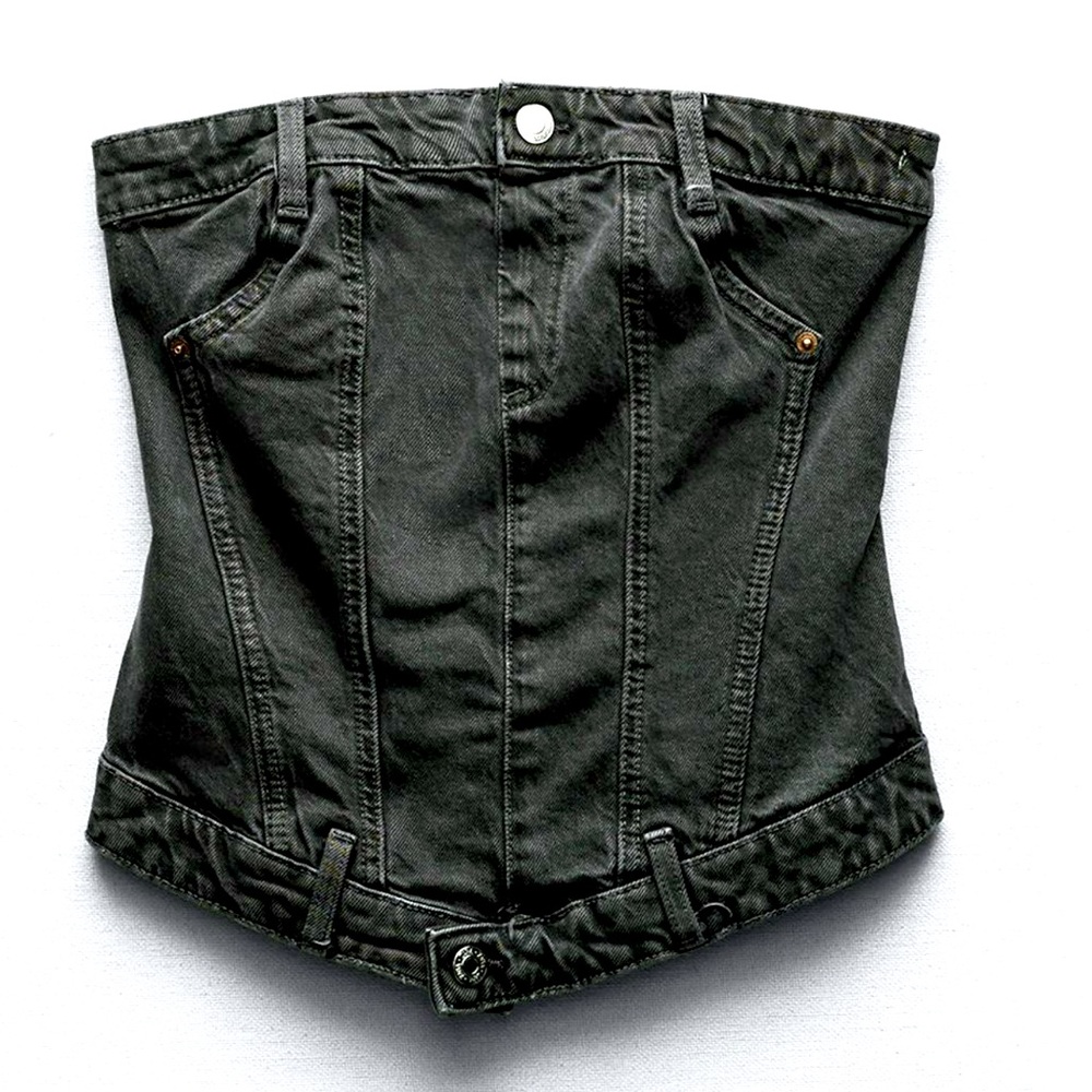 Zara TRF corset-style denim top